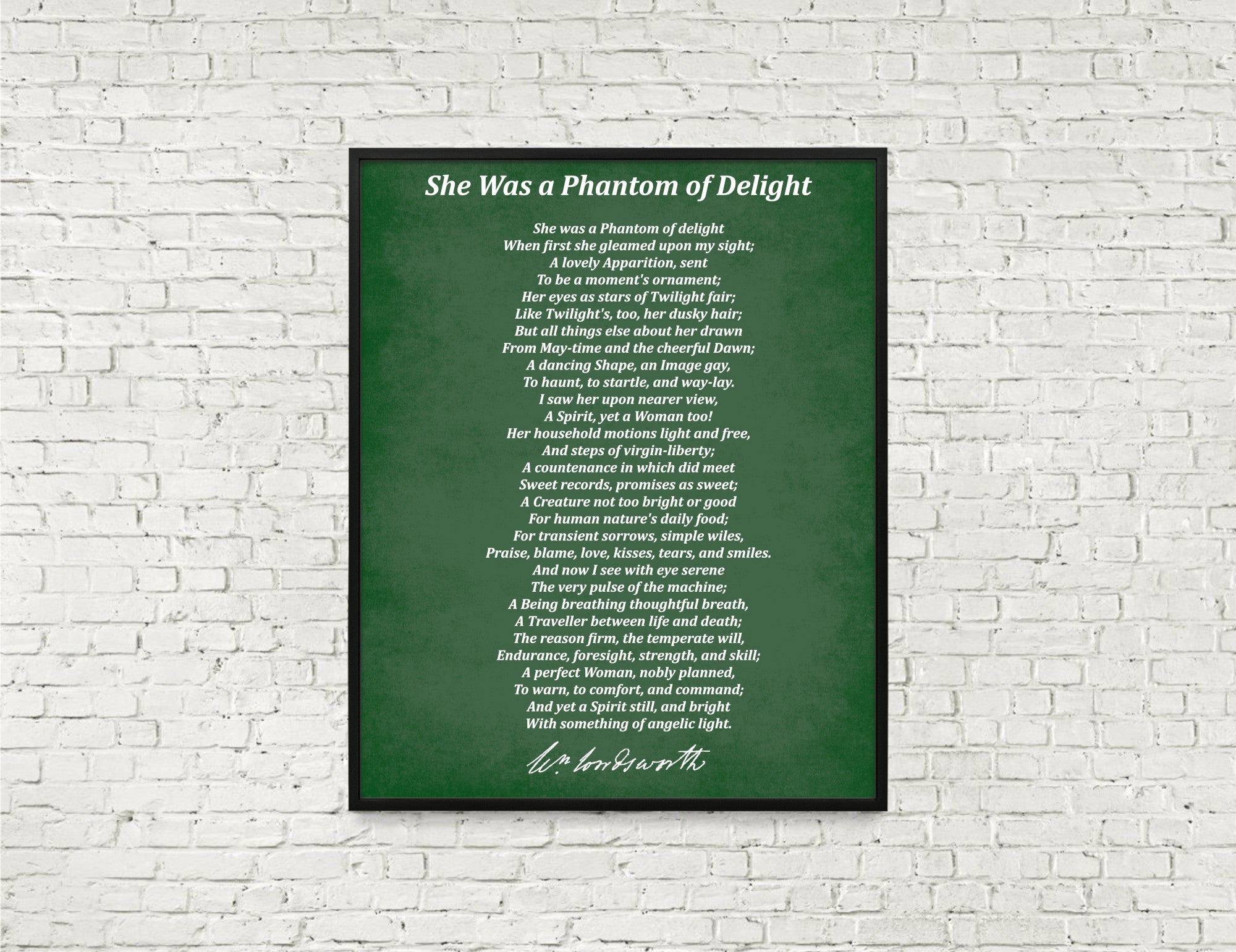 She Was a Phantom of Delight, Poem by William Wordsworth, Typography Print