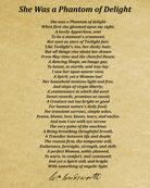 She Was a Phantom of Delight, Poem by William Wordsworth, Typography Print