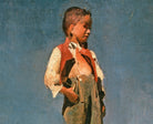Franz von Lenbach Fine Art Print, Shepherd Boy Standing on a Grass Hill