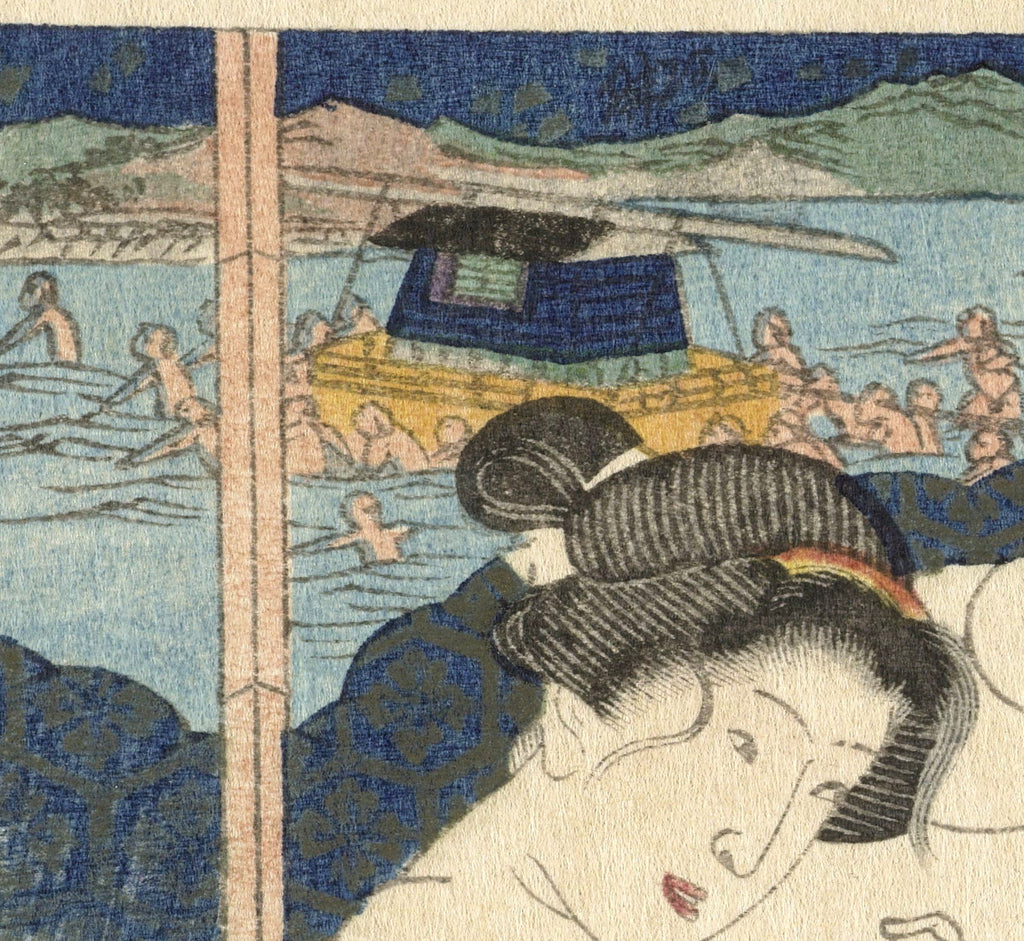 Utagawa Kunisada, Japanese Shunga Art Print : Shimada, The erotic road to the capital
