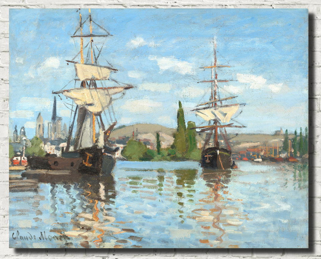 Claude Monet Fine Art Print, Ships Riding on the Seine at Rouen