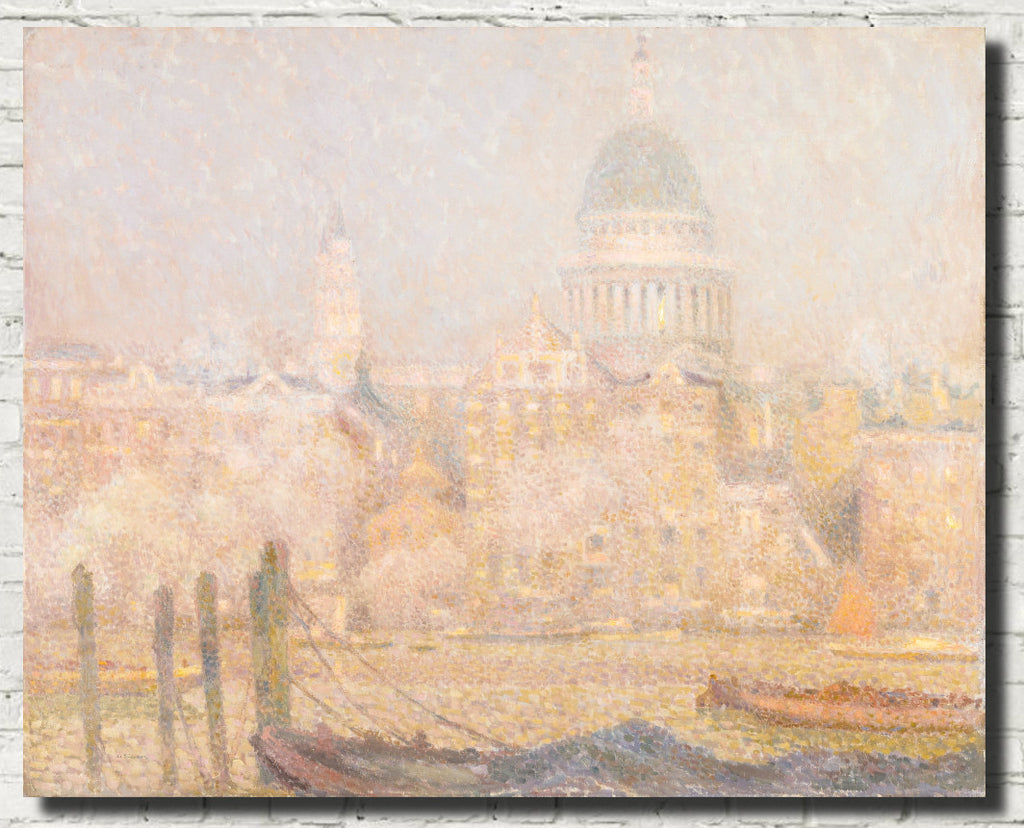 Henri Le Sidaner Fine Art Print, St. Paul’s from the River- Morning Sun in Winter