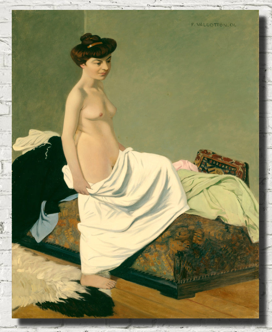 Standing Nude Holding Gown on Her Knee, Félix Vallotton Fine Art Print