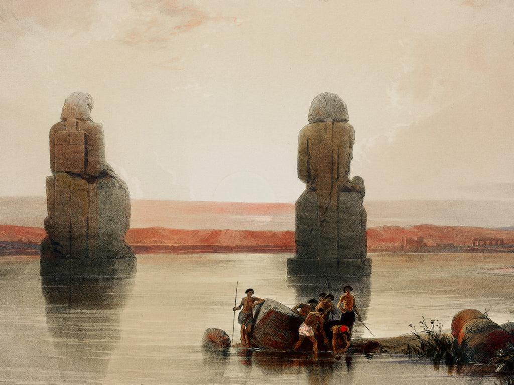 Statues of Memnon at Thebes during the inundation, David Roberts Fine Art Print