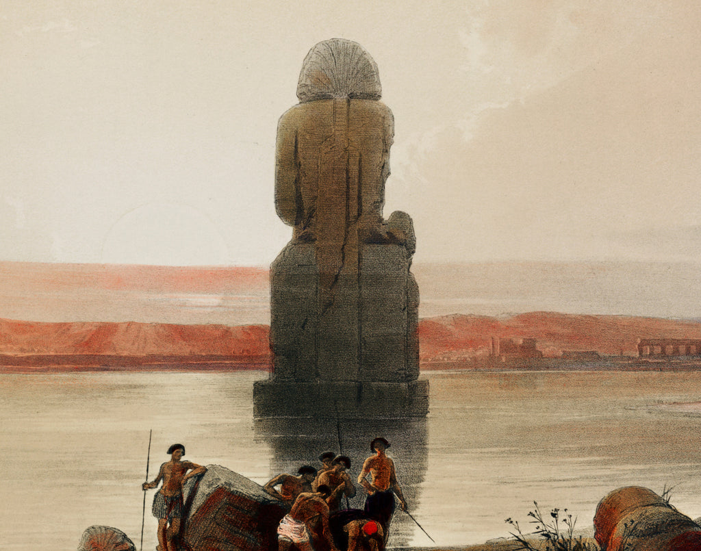Statues of Memnon at Thebes during the inundation, David Roberts Fine Art Print
