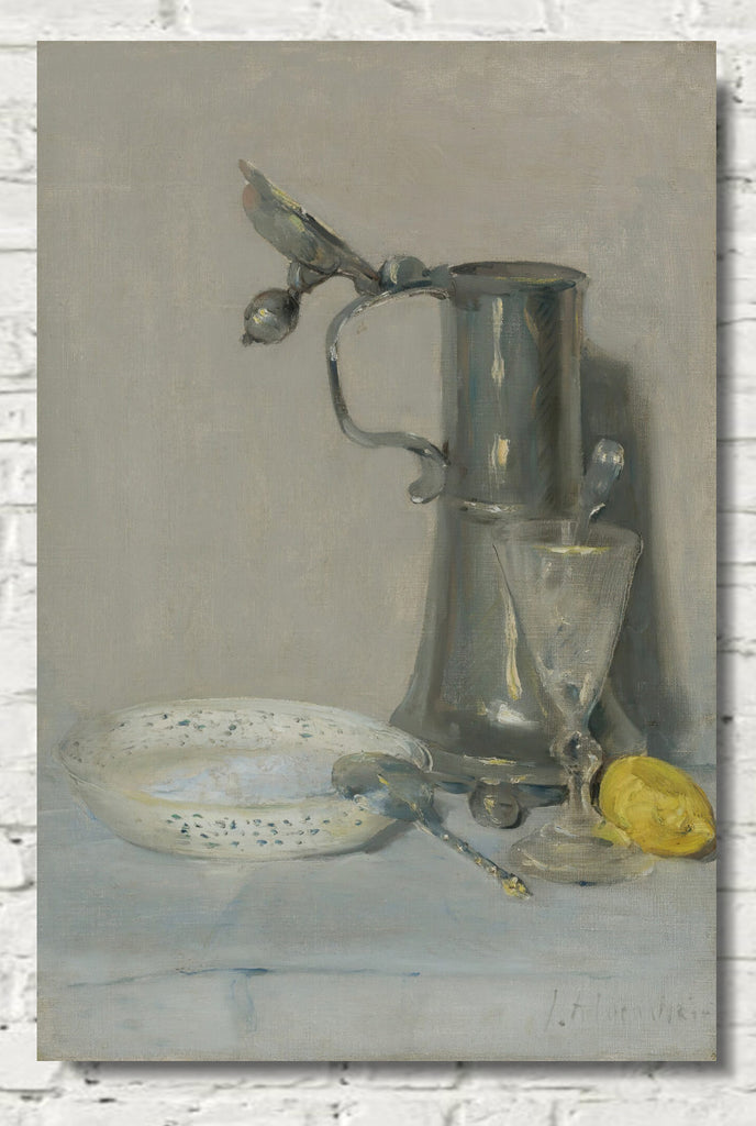 J. Alden Weir, Still Life With Flagon, Glass And Bowl