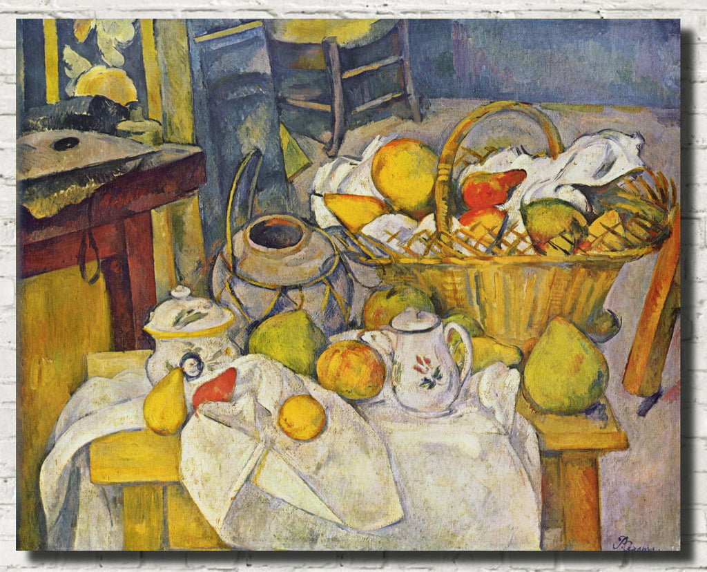 Paul Cézanne Post-Impressionist Fine Art Print, Still life with a fruit basket