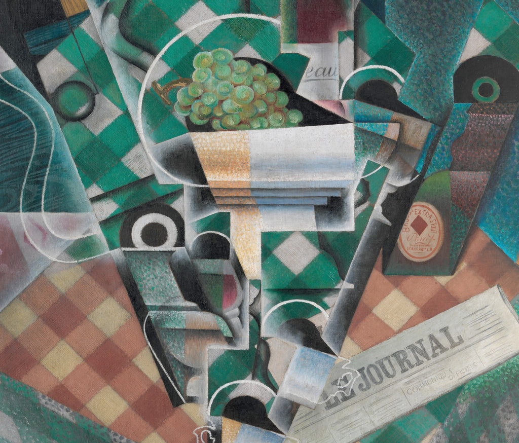 Juan Gris Crystal Cubism Fine Art Print, Still life with checkered tablecloth