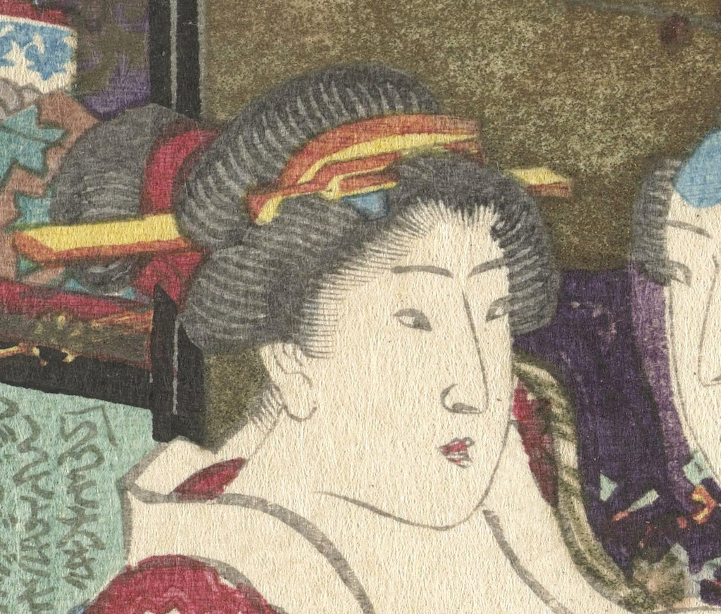 Utagawa Kunisada, Japanese Shunga Art Print : Stopping Place, The erotic road to the capital