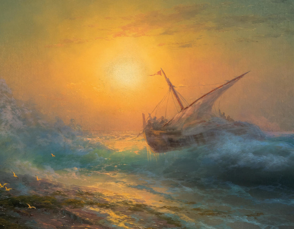 Stormy Seas in the Sunset, Ivan Aivazovsky Fine Art Print