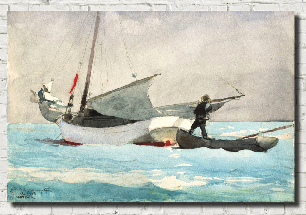 Winslow Homer Fine Art Print :  Stowing Sail