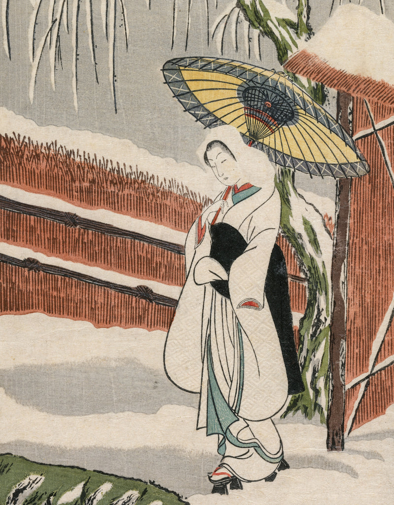 Suzuki Harunobu, Japanese Art Print : Heron Maiden under a Willow Tree