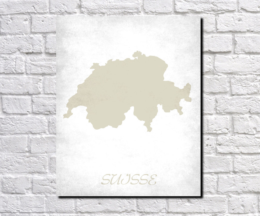 Switzerland Map Print Outline Wall Map