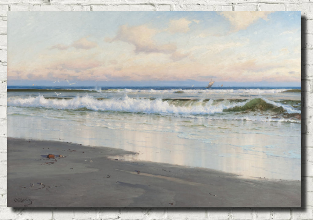 The Beach at Filey in Yorkshire, England, Carl Wilhelm Bøckmann Barth Fine Art Print