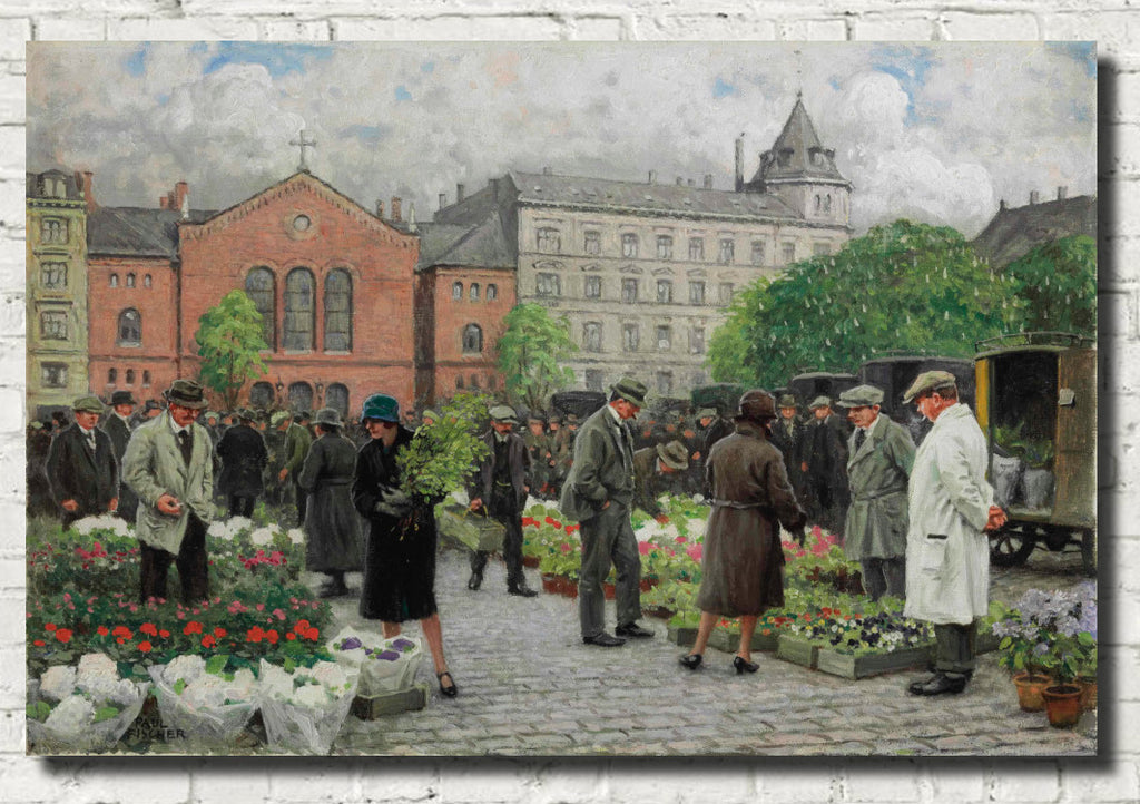 Paul Gustav Fischer Fine Art Print, The Flower Market