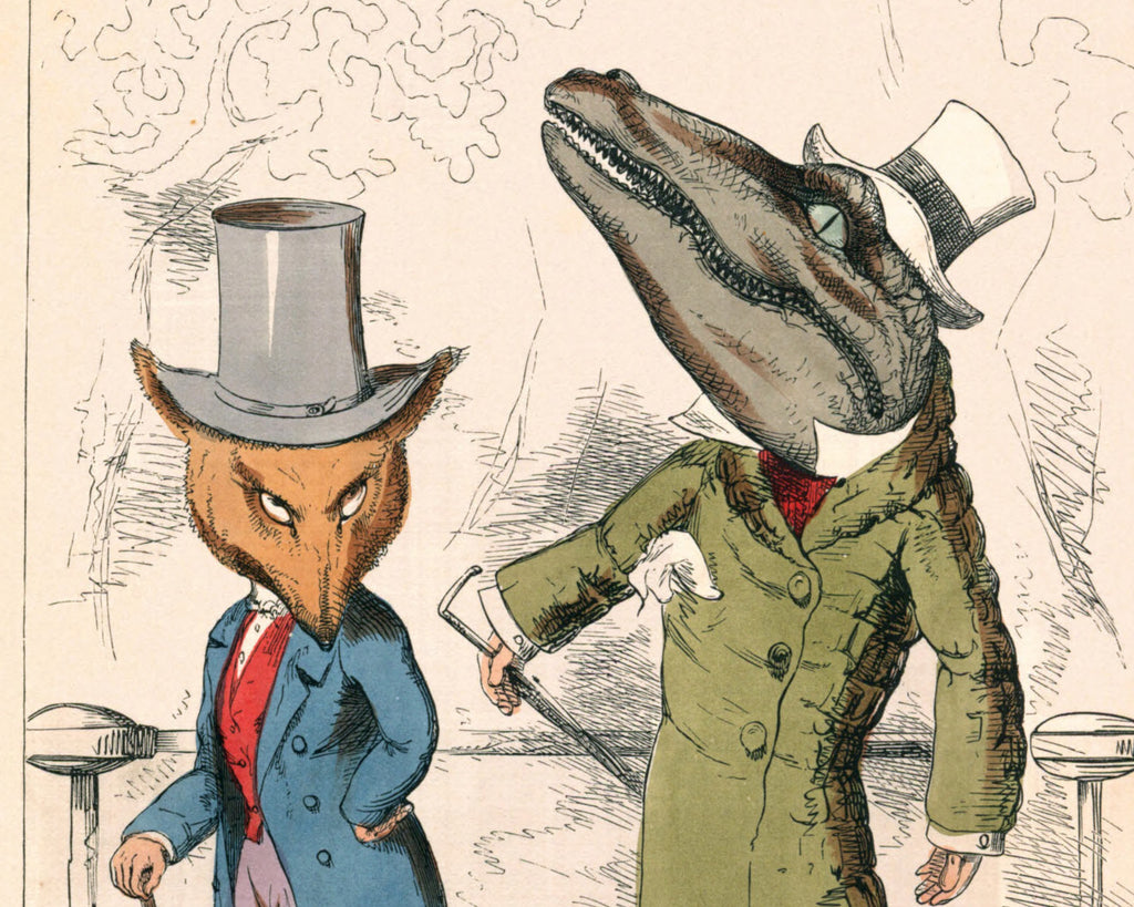 The Fox And The Crocodile, Human Nature Illustration, Charles H Bennett