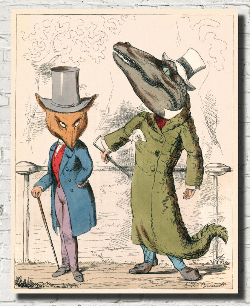 The Fox And The Crocodile, Human Nature Illustration, Charles H Bennett