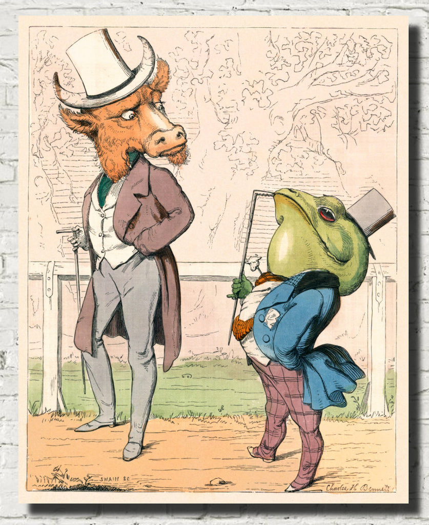 The Frog And The Ox, Human Nature Illustration, Charles H Bennett