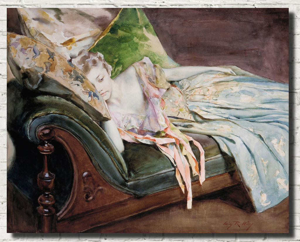 Irving Ramsey Wiles Fine Art Print, The Green Cushion