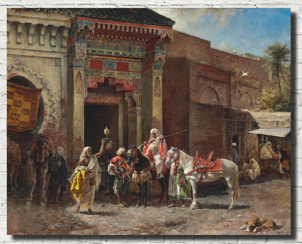 Edwin Lord Weeks Fine Art Print, The Gun Buyer (Outside a Moroccan Bazaar Gate)