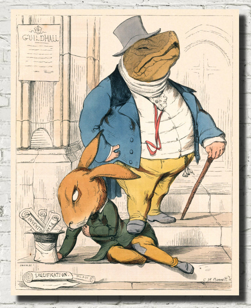 The Hare And The Tortoise, Human Nature Illustration, Charles H Bennett
