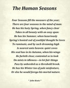 The Human Seasons Poem by John Keats, Typography Print