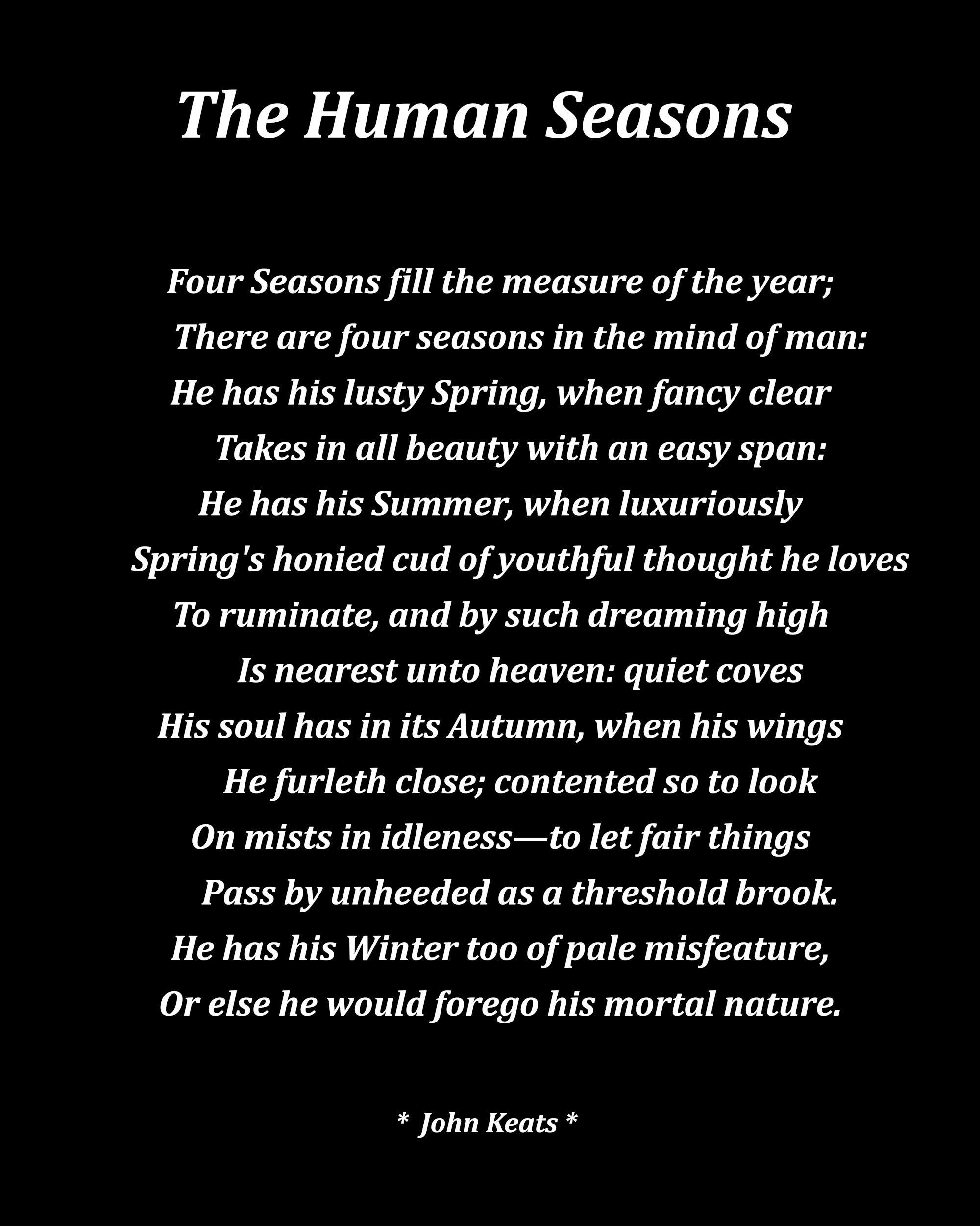 The Human Seasons Poem by John Keats, Typography Print