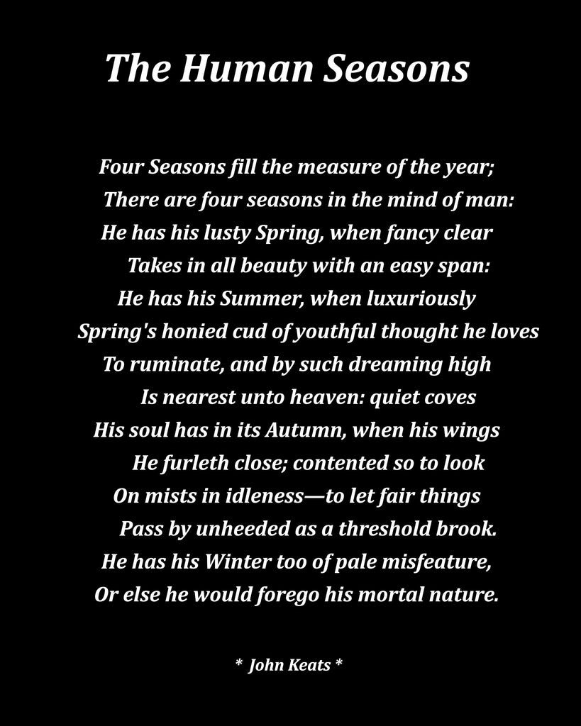 The Human Seasons Poem by John Keats, Typography Print