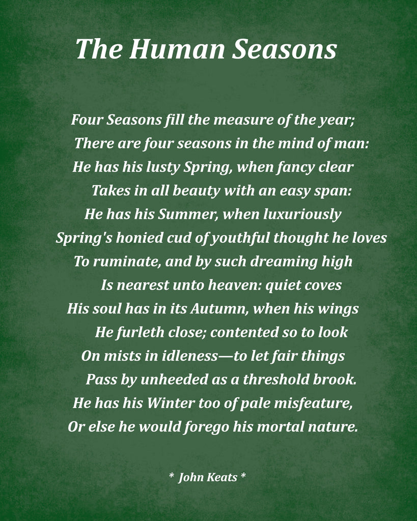 The Human Seasons Poem by John Keats, Typography Print