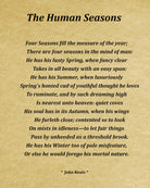 The Human Seasons Poem by John Keats, Typography Print