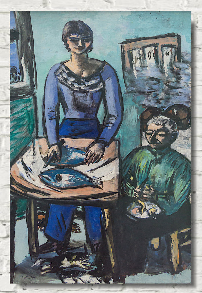 Max Beckmann, The Kitchen -Quappi with Fish - New Objectivity