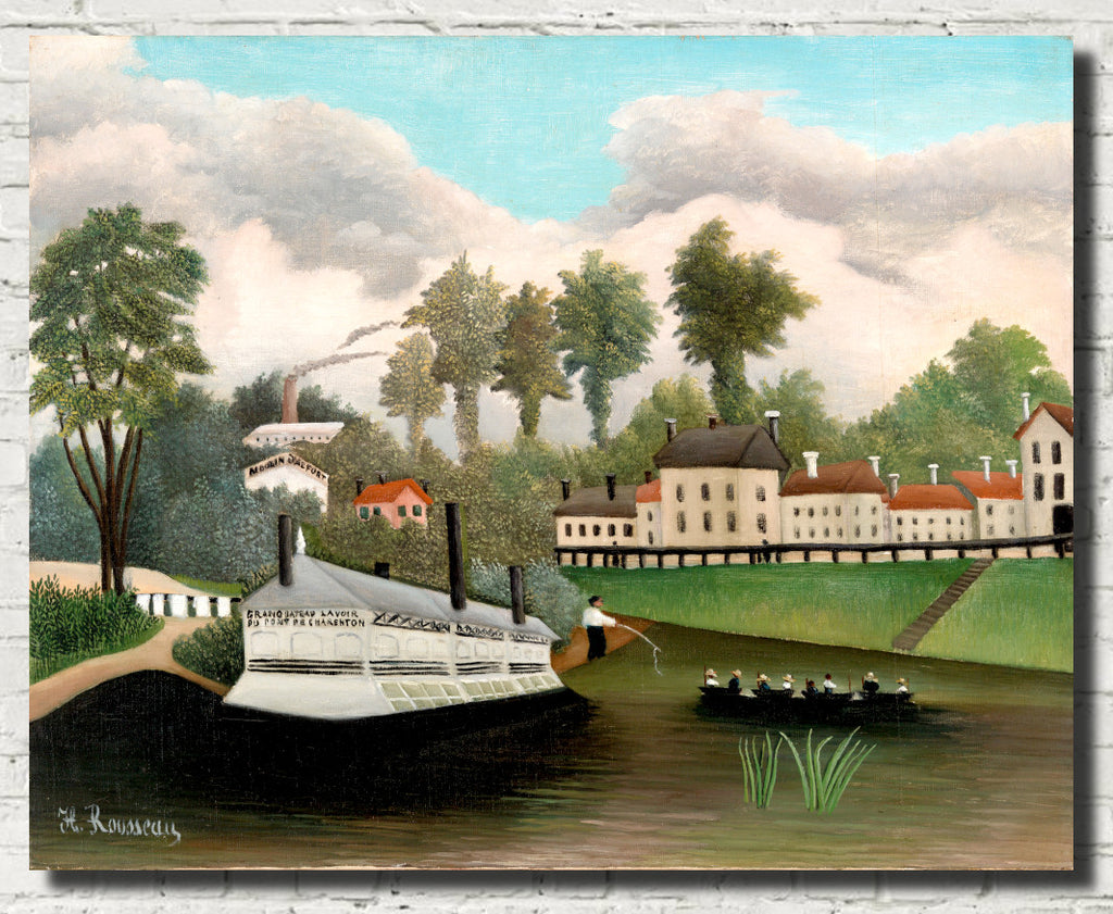 Henri Rousseau, Post- Impressionist Fine Art Print, The Laundry Boat of Pont de Charenton