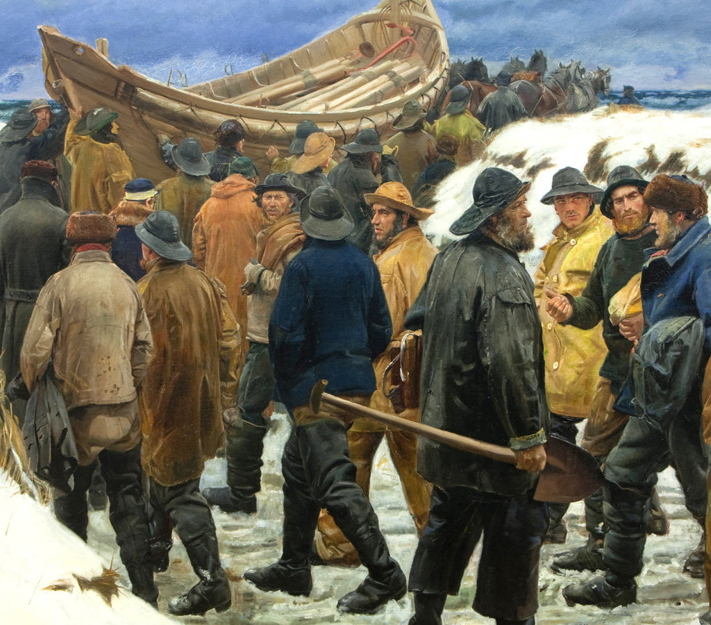 Michael Ancher Fine Art Print, The Lifeboat is Taken through the Dunes