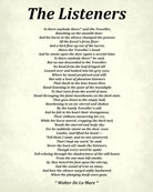 The Listeners Poem by Walter De La Mare, Typography Print