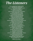 The Listeners Poem by Walter De La Mare, Typography Print