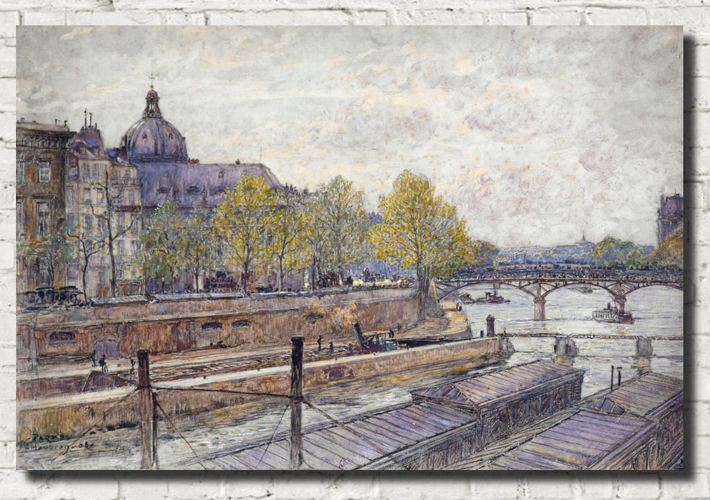 Frederic Anatole Houbron Fine Art Print, The Quai Conti and the Pont des Arts