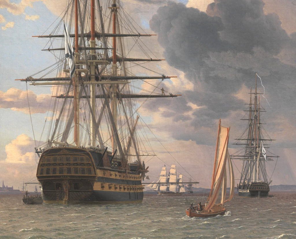 The Russian Ship of the Line ‘Asow’ and a Frigate at Anchor near Elsinore, C W Eckersberg