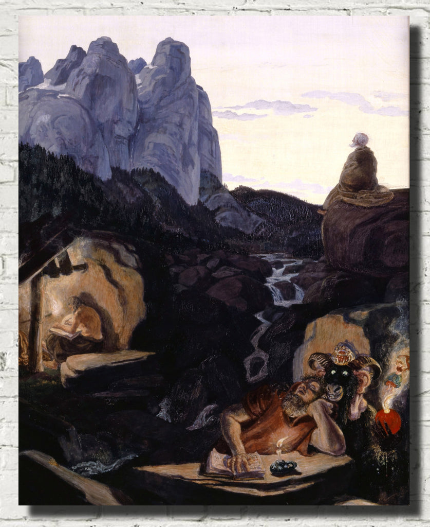 The Three Hermits, Albert Welti Fine Art Print