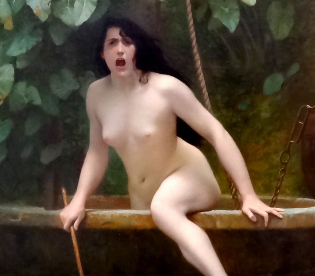 Jean-Léon Gérôme Fine Art Print : The Truth emerging from the well armed with its swift to chastise humanity