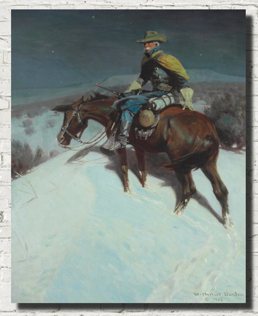 William Herbert Dunton Fine Art Print : The Vidette, Custer Trooper