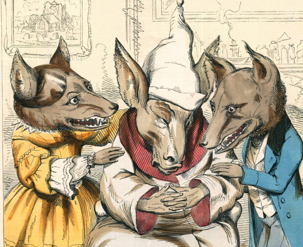 The Wolves And The Sick Ass, Human Nature Illustration, Charles H Bennett