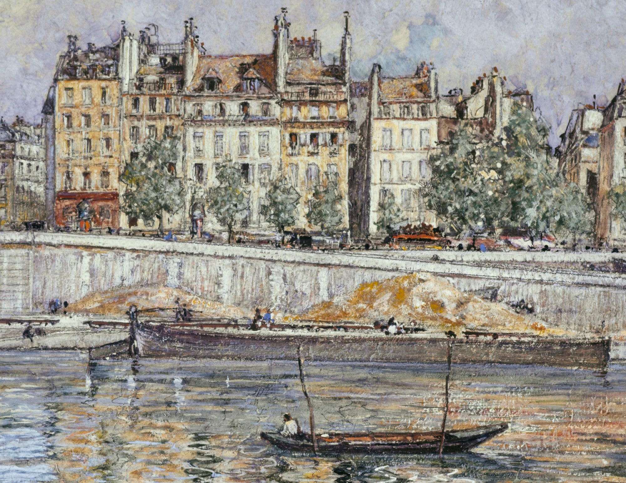 Frederic Anatole Houbron Fine Art Print, The quay of the Hôtel-de-Ville and the Louis-Philippe bridge