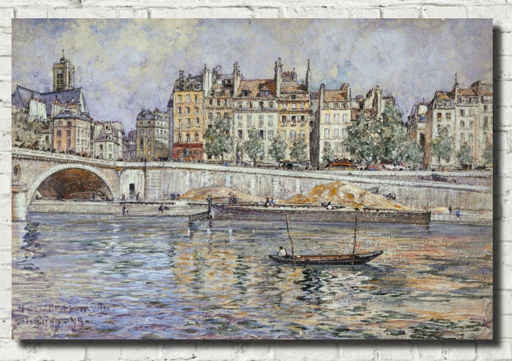 Frederic Anatole Houbron Fine Art Print, The quay of the Hôtel-de-Ville and the Louis-Philippe bridge