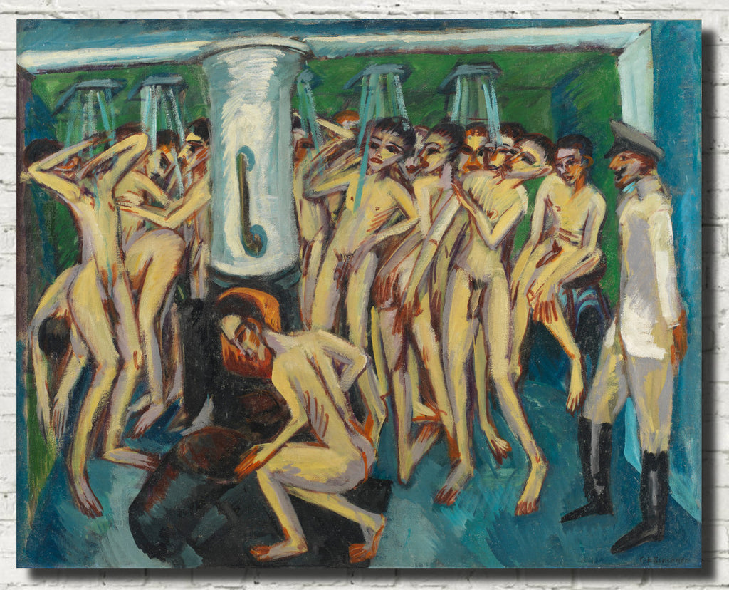 Ernst Ludwig Kirchner Expressionism Fine Art Print, The soldier bath or Artillerymen
