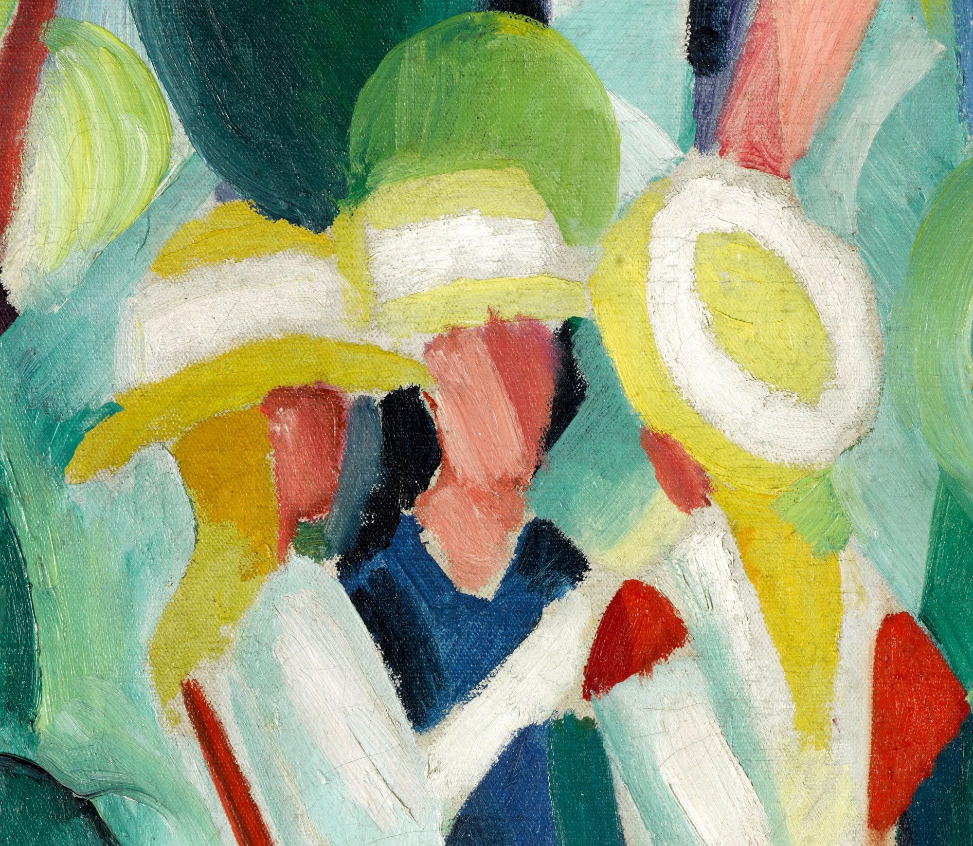 August Macke Abstract Fine Art Print, Three girls in yellow straw hats I