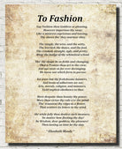 To Fashion Poem by Elizabeth Moody, Typography Print