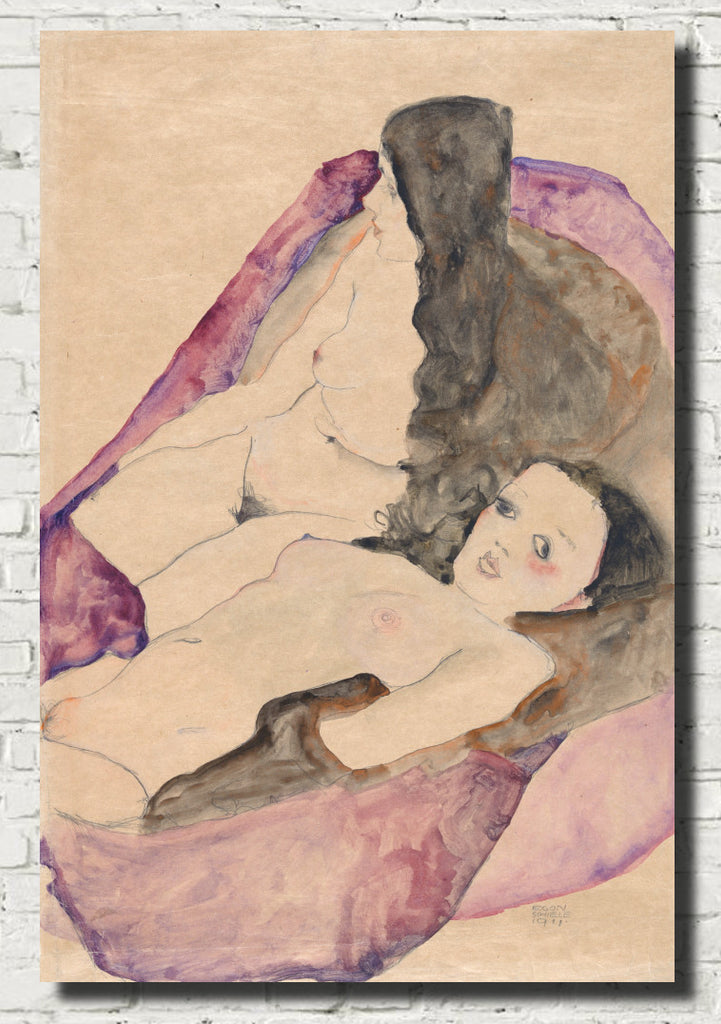 Two Reclining Nudes, Egon Schiele Fine Art Print