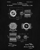 Nikola Tesla Patent Print Electrical Design Blueprint Poster