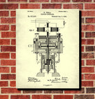 Nikola Tesla Patent Print Vintage Blueprint Electrical Design Poster