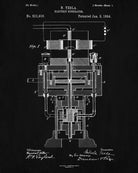 Nikola Tesla Patent Print Vintage Blueprint Electrical Design Poster